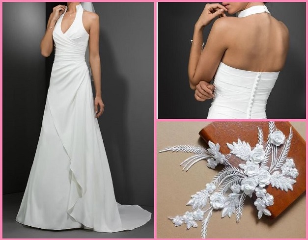 Robe De Mariage Blanche Chic Avec Dentelles Et Fleurs Sur Le Cote